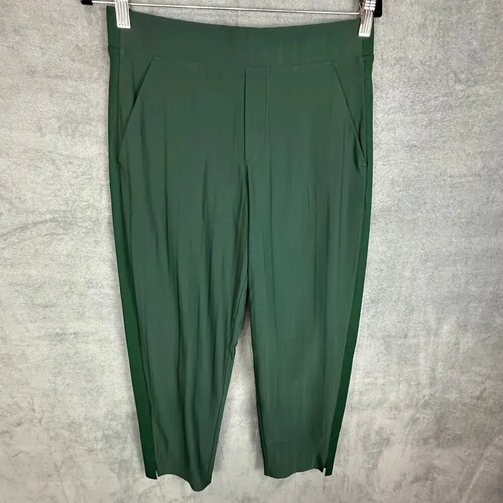 Athleta Pants Womens 6 Petite Green Striped Pullon Stretch Career Comfort